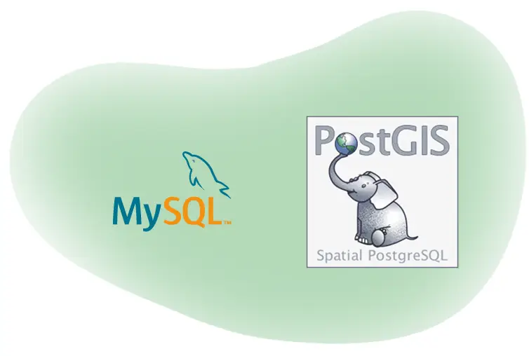 Logos MySQL und PostGIS